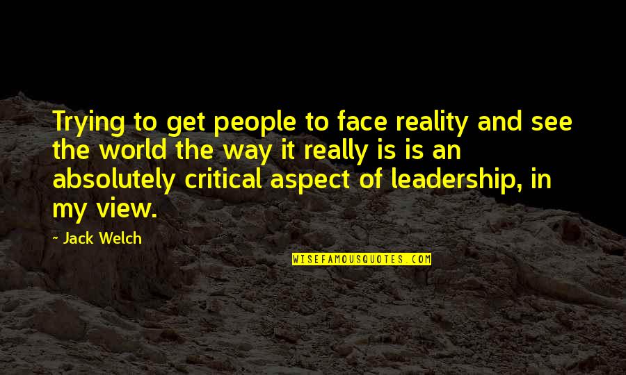 View Of The World Quotes By Jack Welch: Trying to get people to face reality and