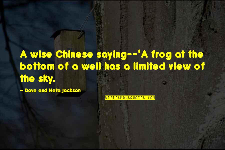 View Sky Quotes By Dave And Neta Jackson: A wise Chinese saying--'A frog at the bottom View Sky Quotes By Dave And Neta Jackson: A wise Chinese saying--'A frog at the bottom