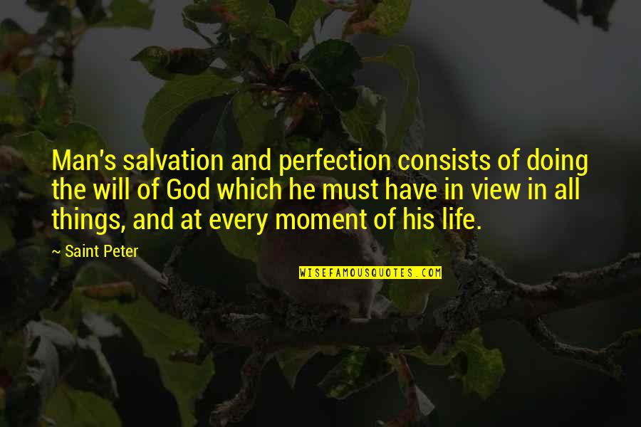 Views In Life Quotes By Saint Peter: Man's salvation and perfection consists of doing the