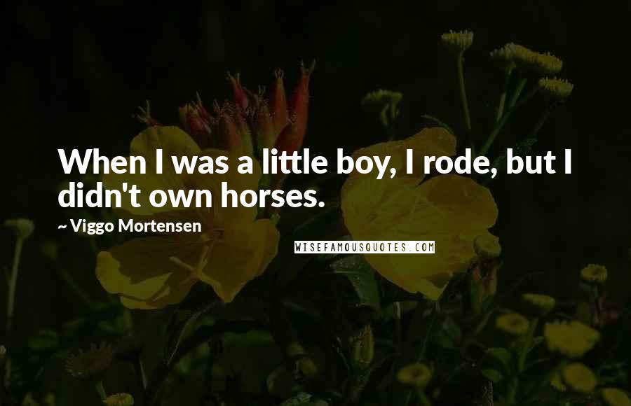 Viggo Mortensen quotes: When I was a little boy, I rode, but I didn't own horses.