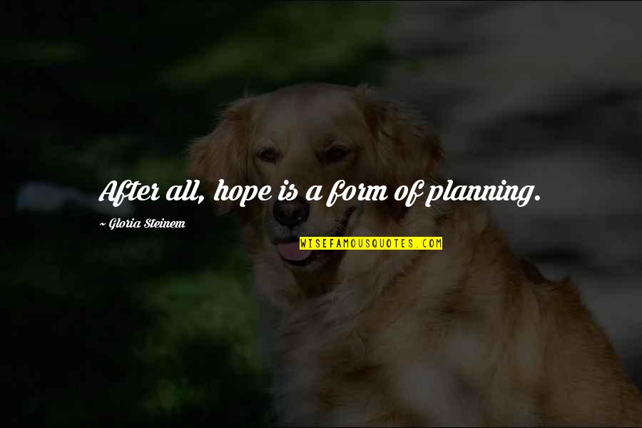 Vignettes Quotes By Gloria Steinem: After all, hope is a form of planning.