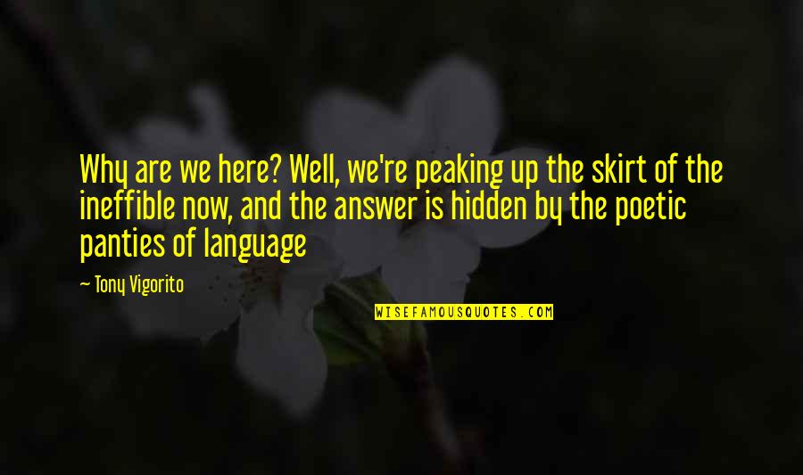 Vigorito Quotes By Tony Vigorito: Why are we here? Well, we're peaking up