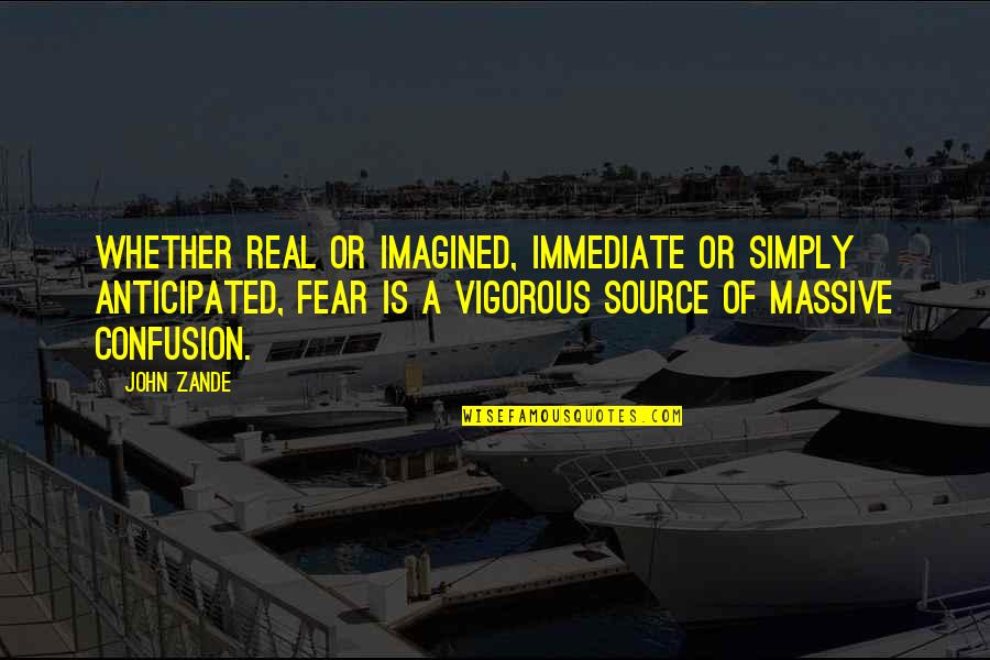 Vigorous Quotes By John Zande: Whether real or imagined, immediate or simply anticipated,