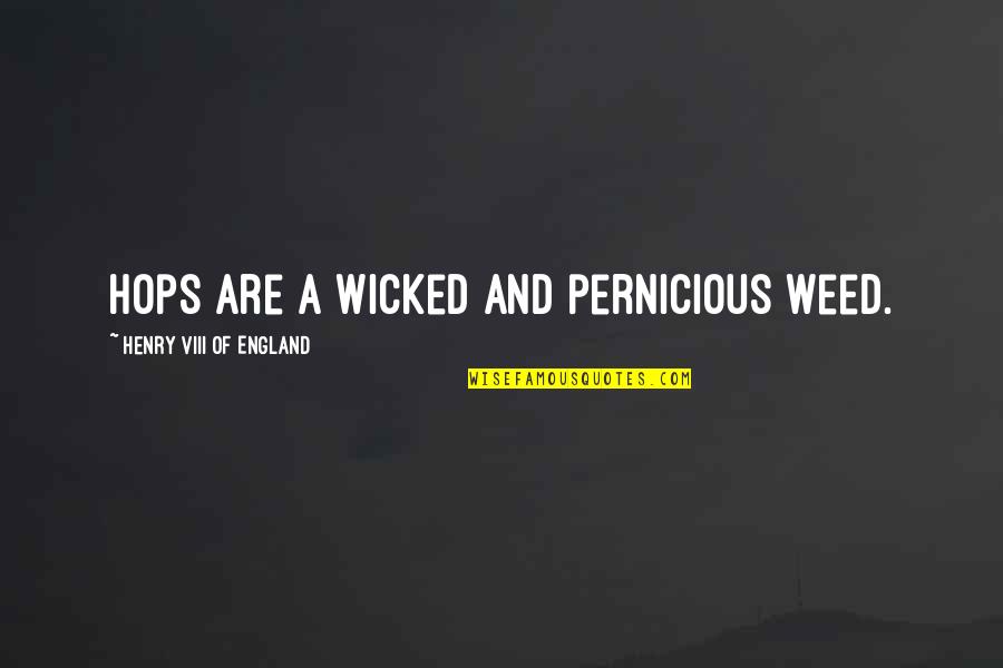 Viii's Quotes By Henry VIII Of England: Hops are a wicked and pernicious weed. Viii's Quotes By Henry VIII Of England: Hops are a wicked and pernicious weed.