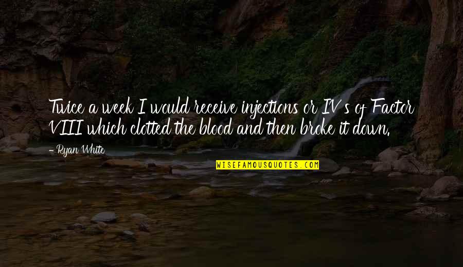 Viii's Quotes By Ryan White: Twice a week I would receive injections or Viii's Quotes By Ryan White: Twice a week I would receive injections or