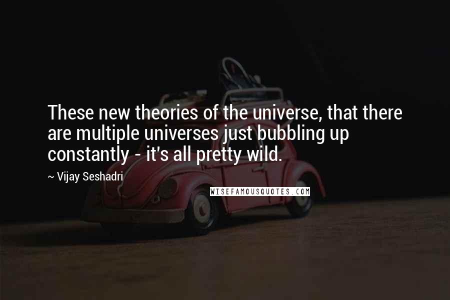 Vijay Seshadri quotes: These new theories of the universe, that there are multiple universes just bubbling up constantly - it's all pretty wild.