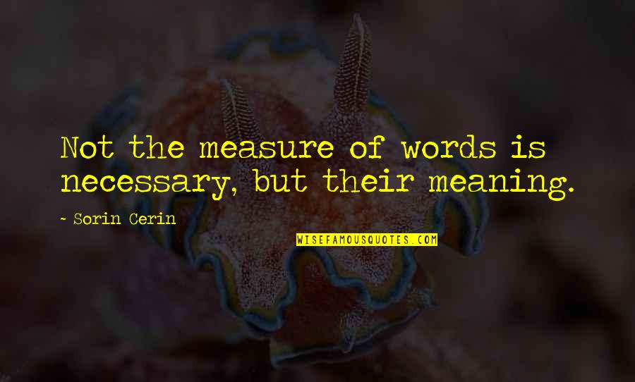 Vijelie Vali Quotes By Sorin Cerin: Not the measure of words is necessary, but