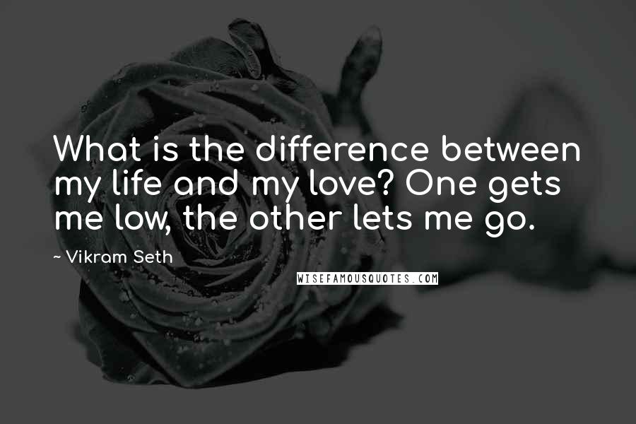 Vikram Seth quotes: What is the difference between my life and my love? One gets me low, the other lets me go.