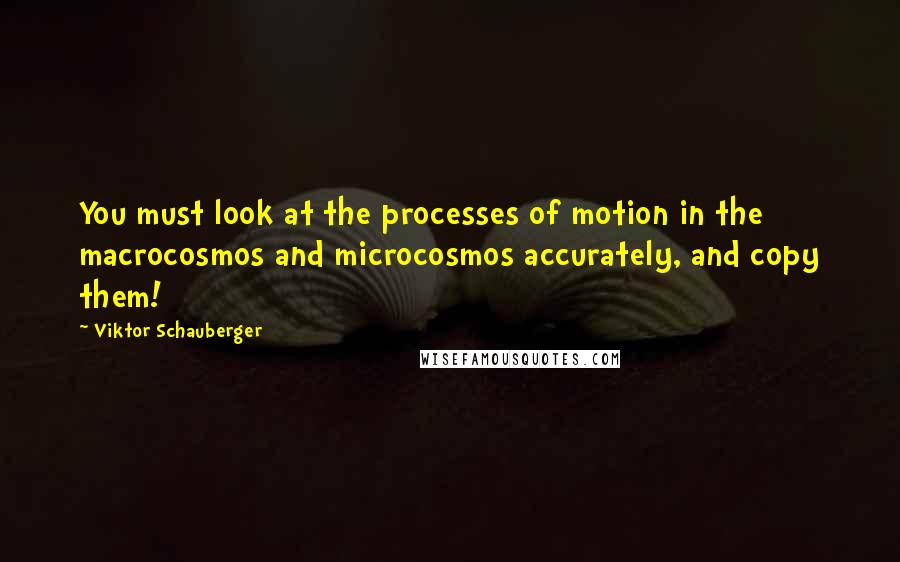 Viktor Schauberger quotes: You must look at the processes of motion in the macrocosmos and microcosmos accurately, and copy them!