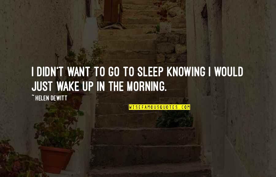 Viktoria Chapman Quotes By Helen DeWitt: I didn't want to go to sleep knowing