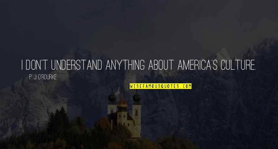 Vil Gegyetem T Gul Sa Quotes By P. J. O'Rourke: I don't understand anything about America's culture.