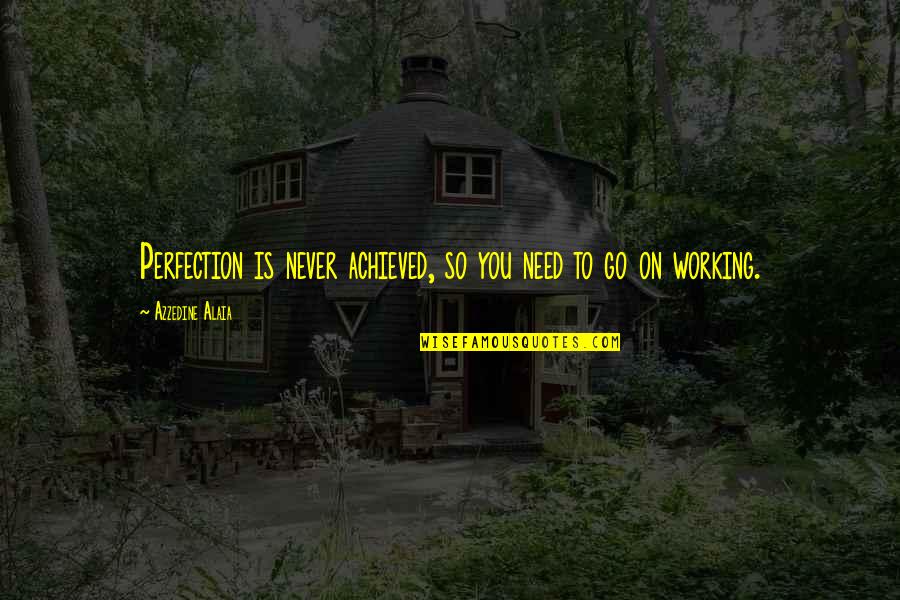 Vilchez 136 Quotes By Azzedine Alaia: Perfection is never achieved, so you need to