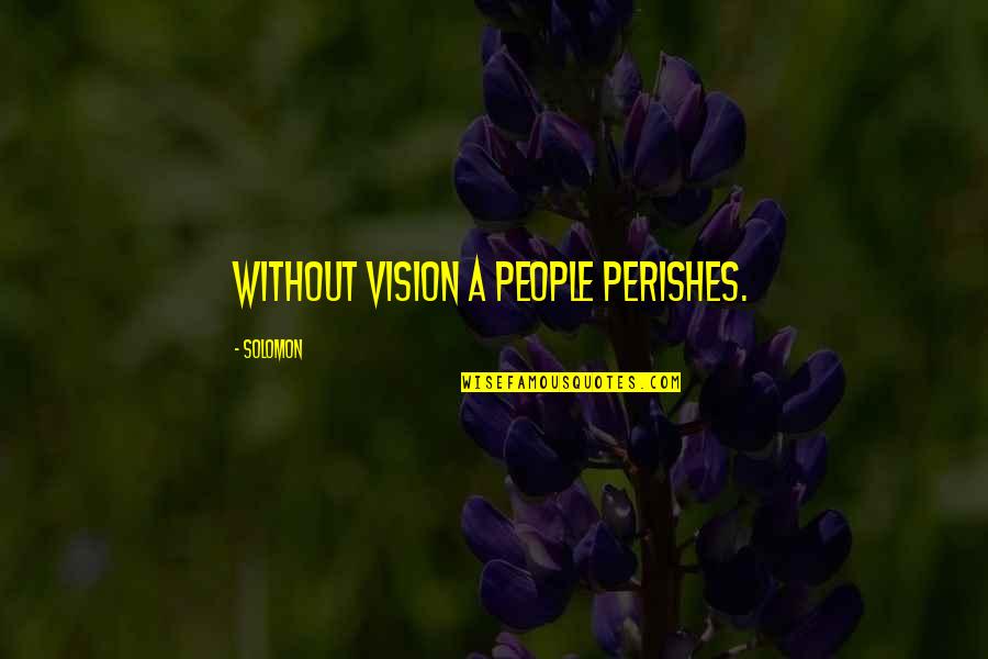 Vilify Others Quotes By Solomon: Without vision a people perishes.