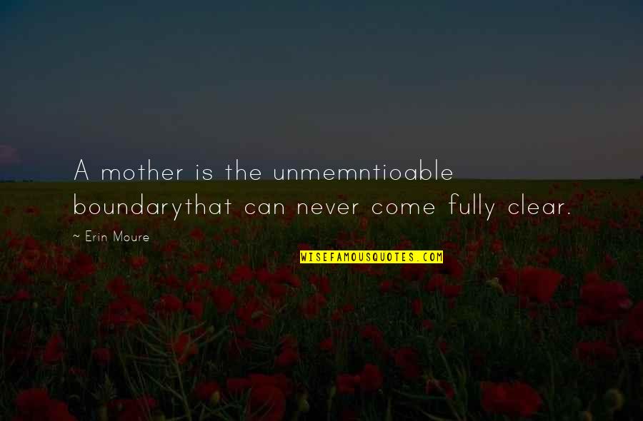 Villacana Resort Quotes By Erin Moure: A mother is the unmemntioable boundarythat can never