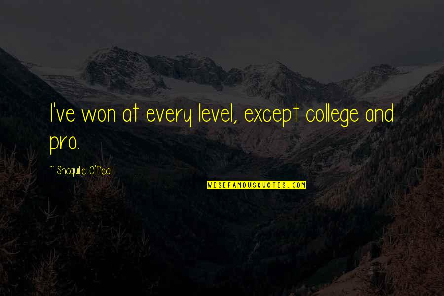 Villanella Babylon Quotes By Shaquille O'Neal: I've won at every level, except college and Villanella Babylon Quotes By Shaquille O'Neal: I've won at every level, except college and