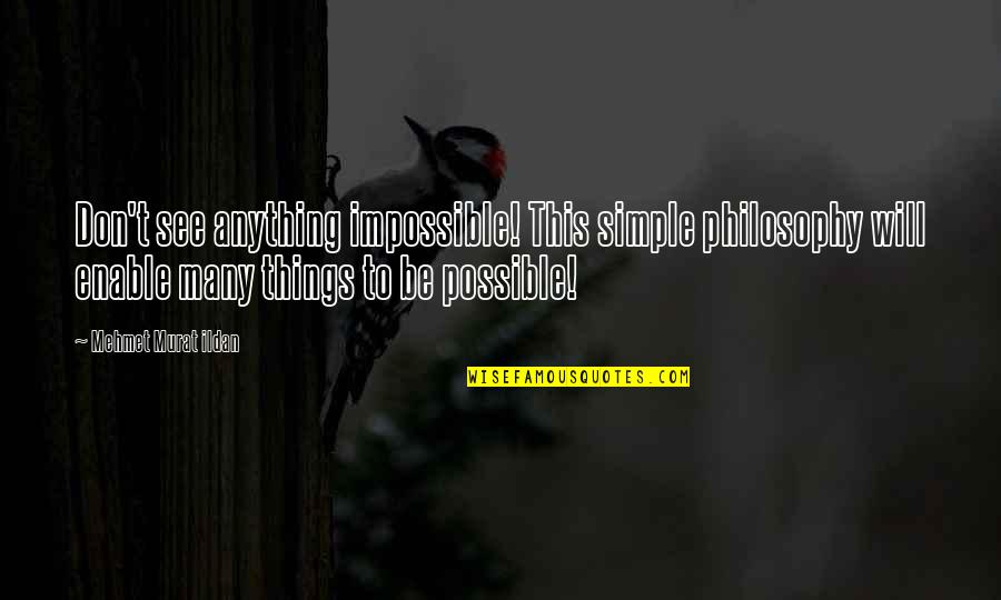 Villarroel Yolan Quotes By Mehmet Murat Ildan: Don't see anything impossible! This simple philosophy will