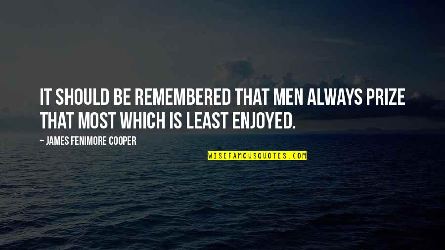 Villasante Portraits Quotes By James Fenimore Cooper: It should be remembered that men always prize