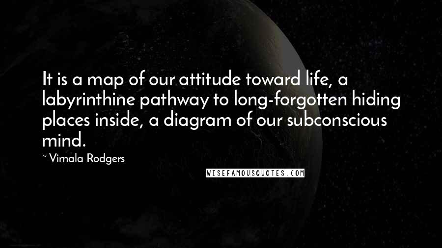 Vimala Rodgers quotes: It is a map of our attitude toward life, a labyrinthine pathway to long-forgotten hiding places inside, a diagram of our subconscious mind.
