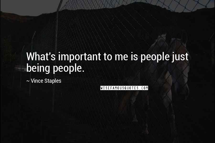 Vince Staples quotes: What's important to me is people just being people.