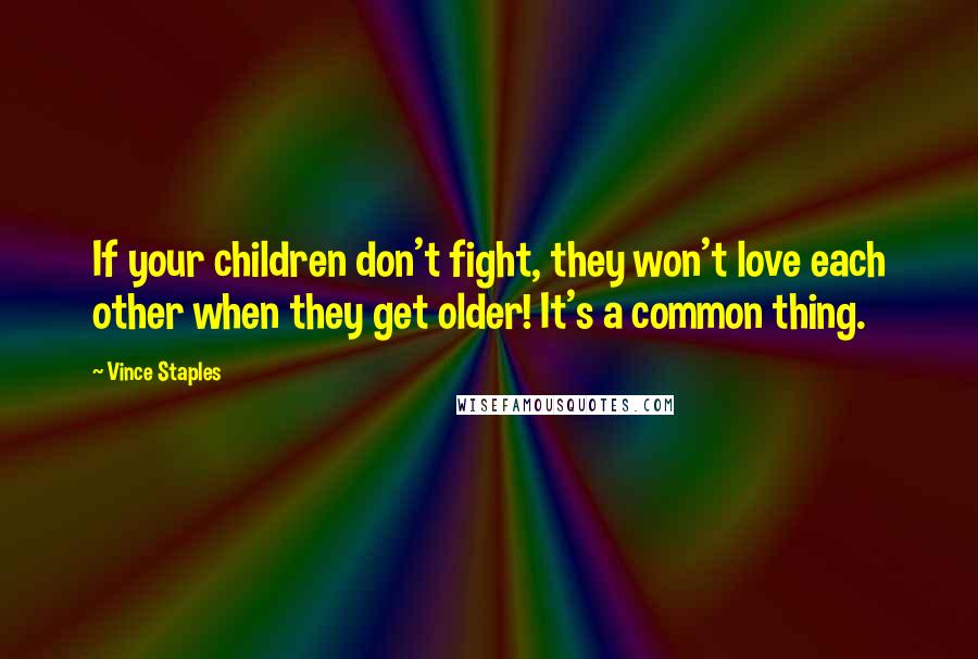 Vince Staples quotes: If your children don't fight, they won't love each other when they get older! It's a common thing.