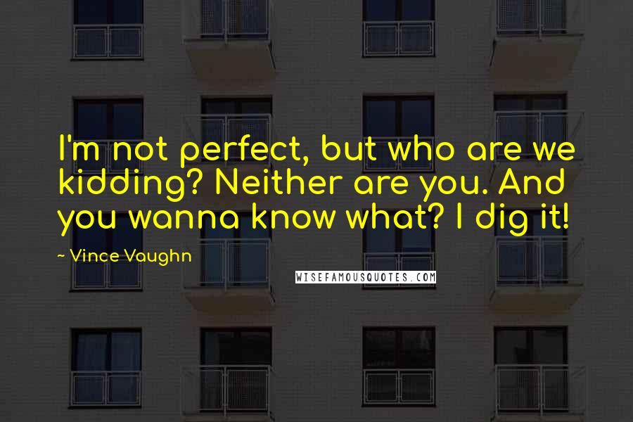 Vince Vaughn quotes: I'm not perfect, but who are we kidding? Neither are you. And you wanna know what? I dig it!