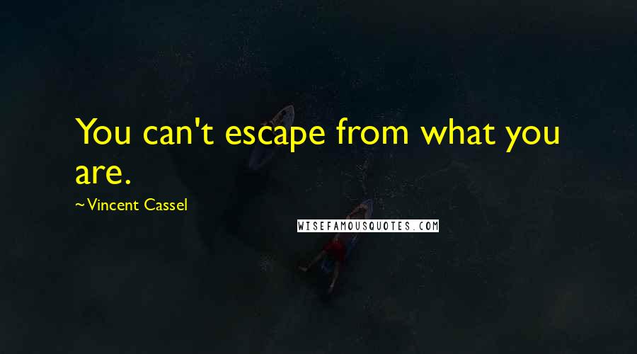 Vincent Cassel quotes: You can't escape from what you are.
