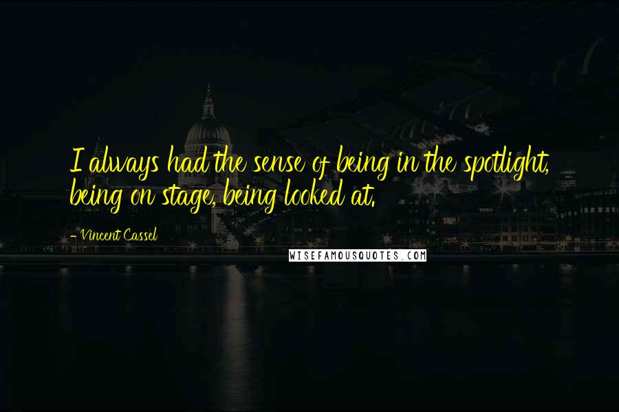 Vincent Cassel quotes: I always had the sense of being in the spotlight, being on stage, being looked at.