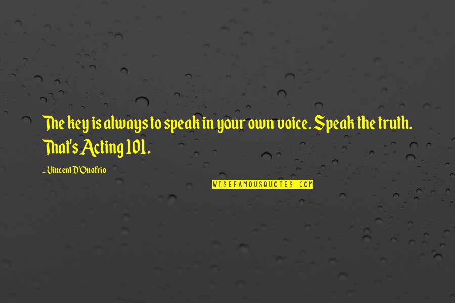 Vincent D'onofrio Quotes By Vincent D'Onofrio: The key is always to speak in your Vincent D'onofrio Quotes By Vincent D'Onofrio: The key is always to speak in your