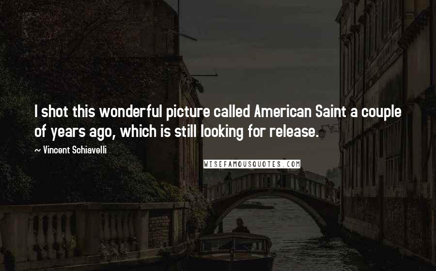 Vincent Schiavelli quotes: I shot this wonderful picture called American Saint a couple of years ago, which is still looking for release.