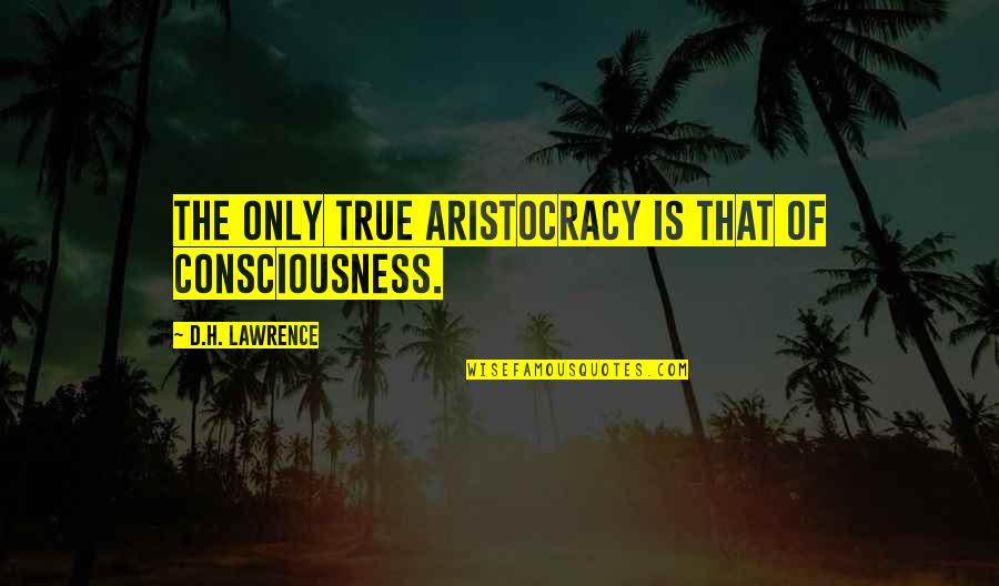 Vincenzos Plate Quotes By D.H. Lawrence: The only true aristocracy is that of consciousness.