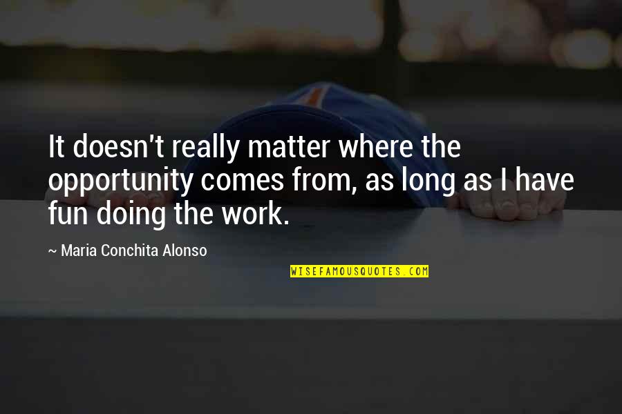 Vinclectic Quotes By Maria Conchita Alonso: It doesn't really matter where the opportunity comes