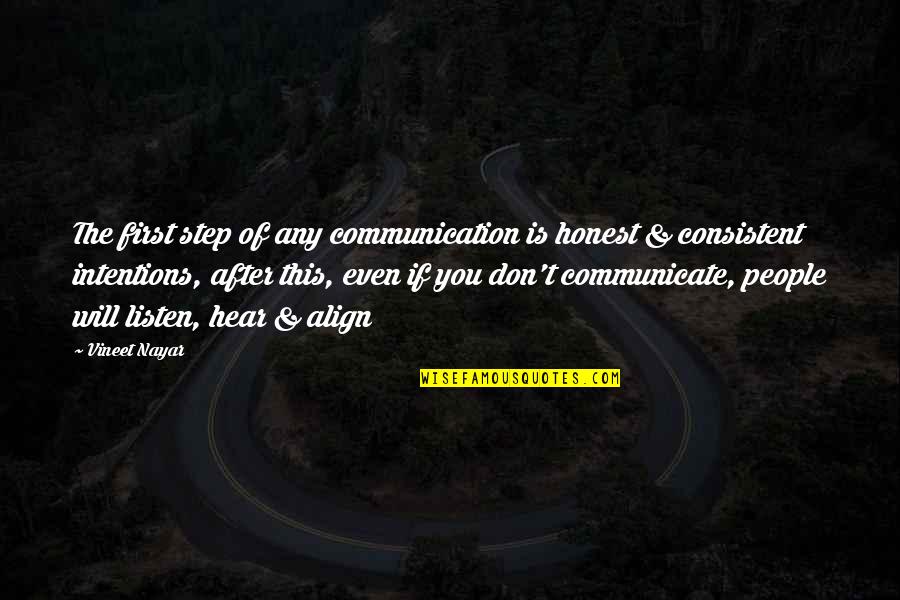 Vineet Nayar Quotes By Vineet Nayar: The first step of any communication is honest Vineet Nayar Quotes By Vineet Nayar: The first step of any communication is honest