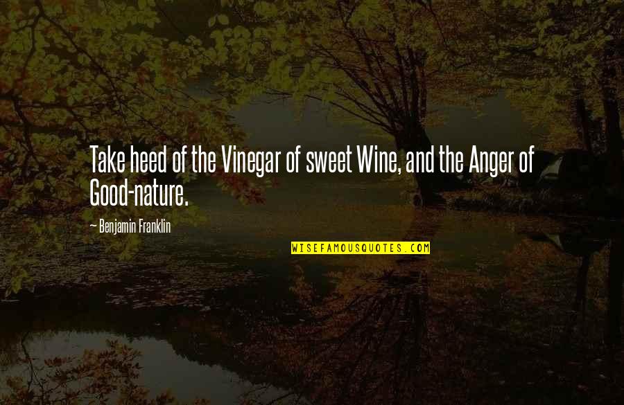 Vinegar Quotes By Benjamin Franklin: Take heed of the Vinegar of sweet Wine,