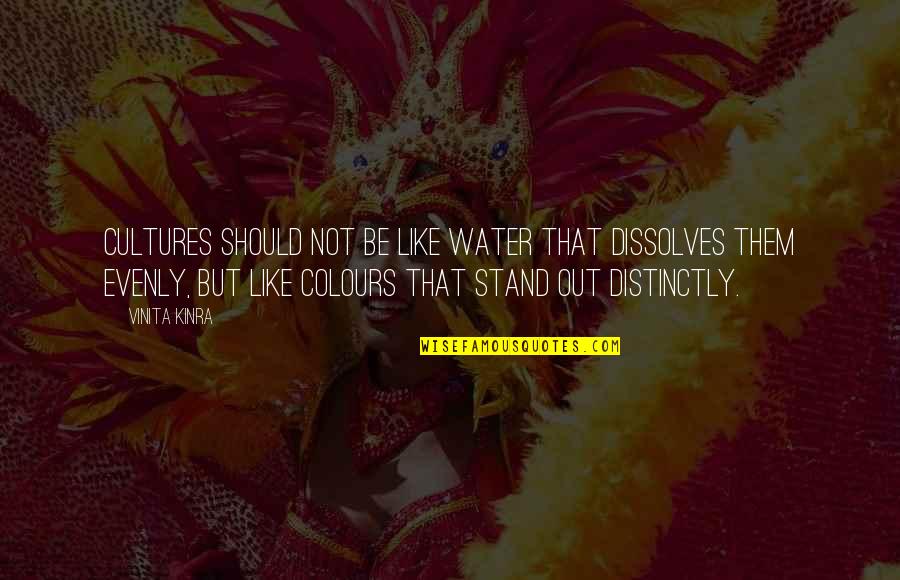 Vinita Kinra Quotes By Vinita Kinra: Cultures should not be like water that dissolves