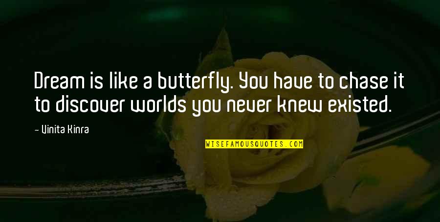 Vinita Kinra Quotes By Vinita Kinra: Dream is like a butterfly. You have to