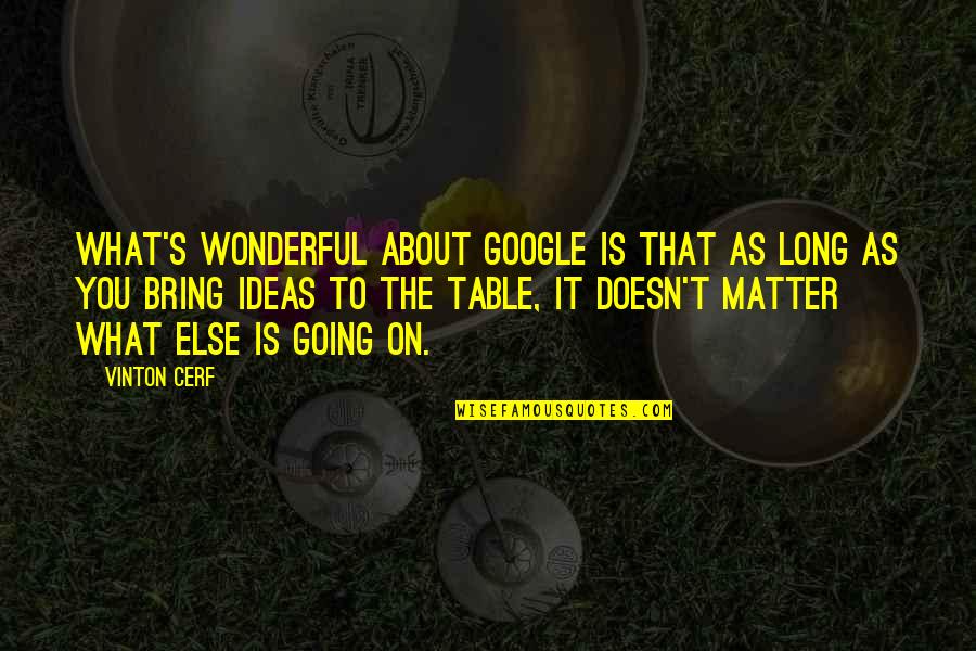 Vinton's Quotes By Vinton Cerf: What's wonderful about Google is that as long