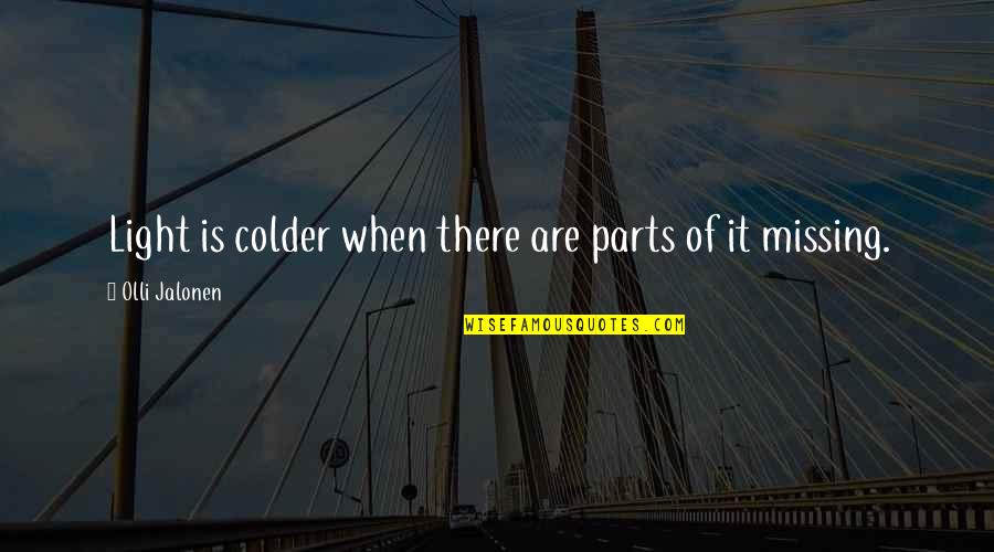 Viola Davis Desmond Quotes By Olli Jalonen: Light is colder when there are parts of Viola Davis Desmond Quotes By Olli Jalonen: Light is colder when there are parts of