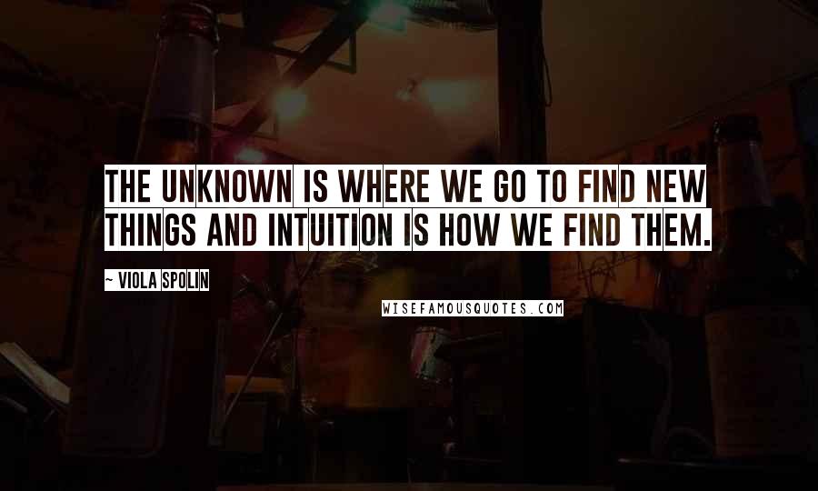 Viola Spolin quotes: The unknown is where we go to find new things and intuition is how we find them.