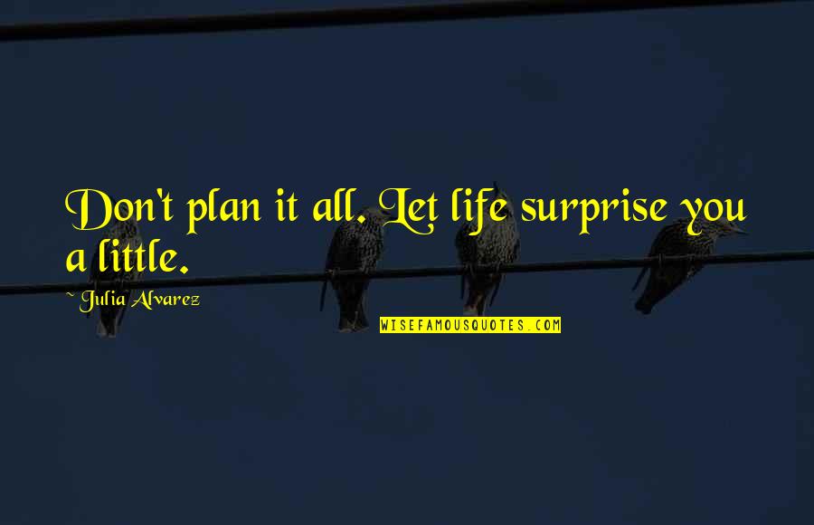 Violence In The Media Quotes By Julia Alvarez: Don't plan it all. Let life surprise you Violence In The Media Quotes By Julia Alvarez: Don't plan it all. Let life surprise you