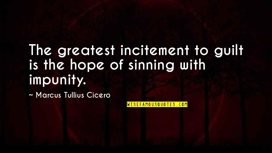 Violence Towards Women Quotes By Marcus Tullius Cicero: The greatest incitement to guilt is the hope