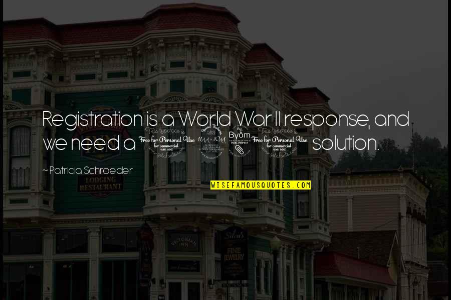 Vippini Quotes By Patricia Schroeder: Registration is a World War II response, and Vippini Quotes By Patricia Schroeder: Registration is a World War II response, and