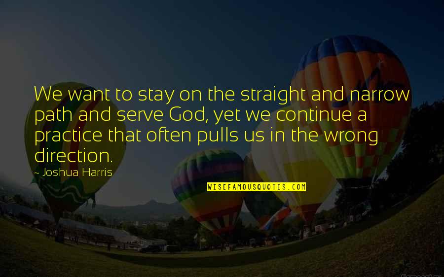Viradechtisbrother Quotes By Joshua Harris: We want to stay on the straight and