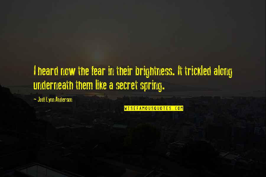 Virapond Jirawetsuntorakul Quotes By Jodi Lynn Anderson: I heard now the fear in their brightness.