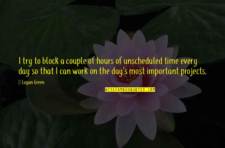 Vires Acquirit Quotes By Logan Green: I try to block a couple of hours