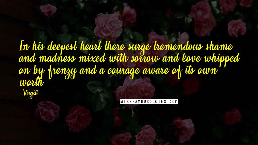 Virgil quotes: In his deepest heart there surge tremendous shame and madness mixed with sorrow and love whipped on by frenzy and a courage aware of its own worth.