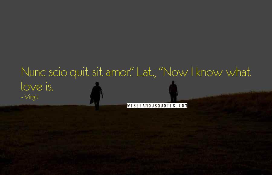 Virgil quotes: Nunc scio quit sit amor." Lat., "Now I know what love is.