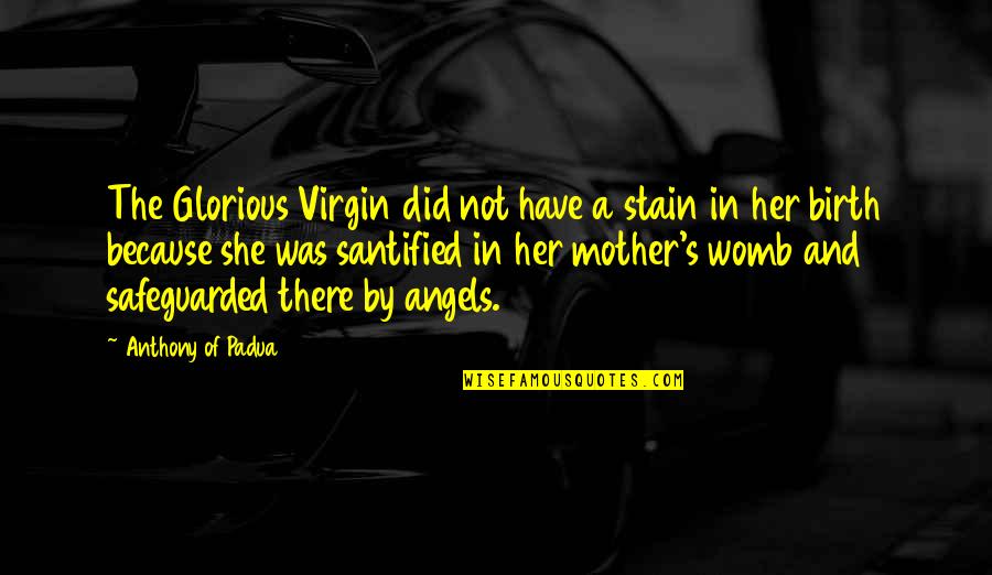 Virgin Birth Quotes By Anthony Of Padua: The Glorious Virgin did not have a stain