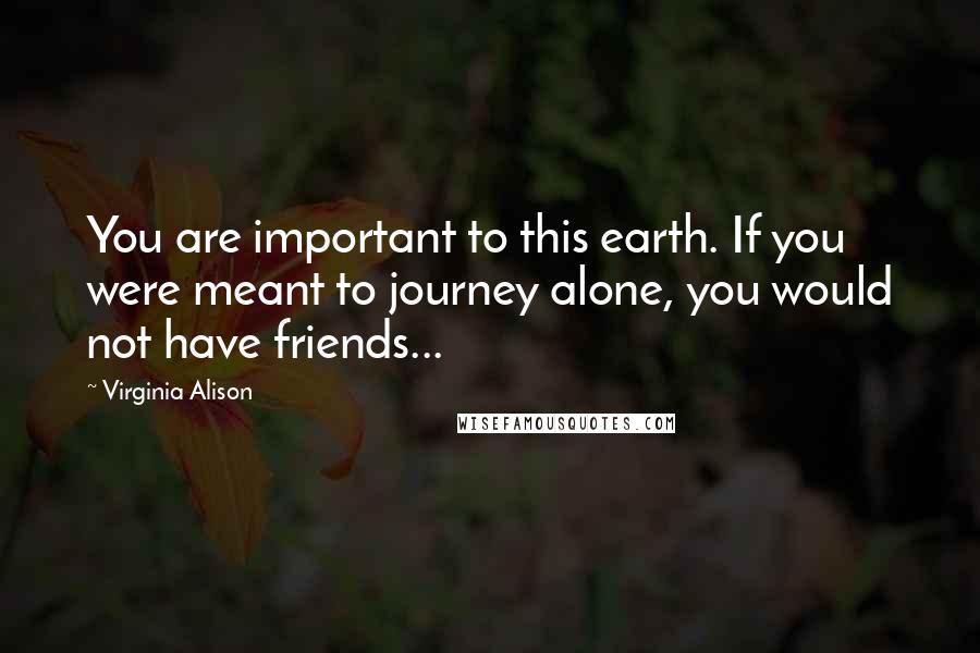 Virginia Alison quotes: You are important to this earth. If you were meant to journey alone, you would not have friends...