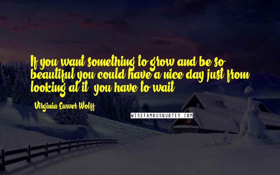 Virginia Euwer Wolff quotes: If you want something to grow and be so beautiful you could have a nice day just from looking at it, you have to wait.