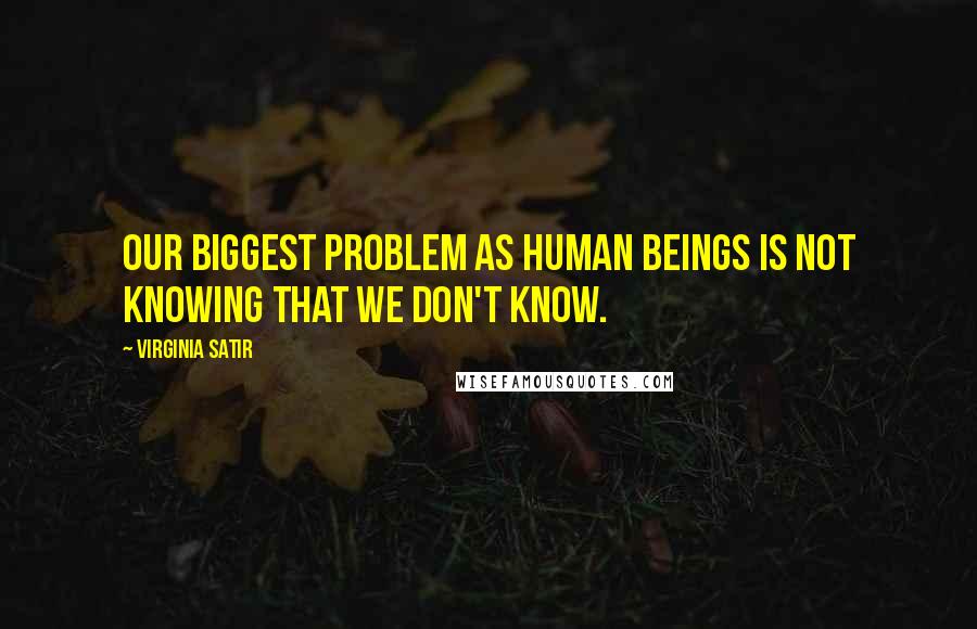 Virginia Satir quotes: Our biggest problem as human beings is not knowing that we don't know.